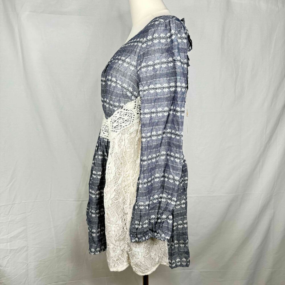 Ryu Anthropologie Peasant Dress Lace Detail Spring Cottagecore Tie Back Medium - Picture 3 of 15